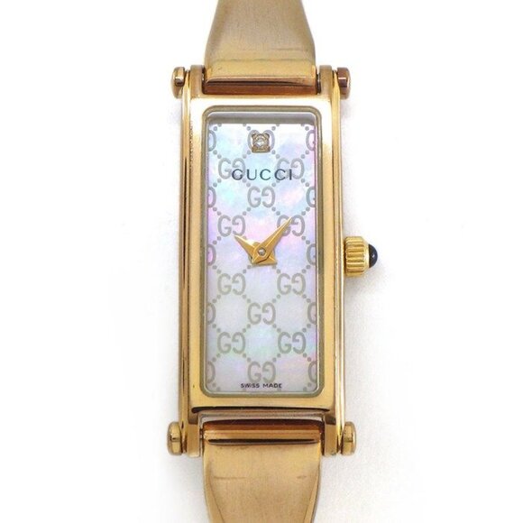 Gucci Jewelry - Gucci Watch Bangle Rectangular 1 Point Diamond GG Pattern White